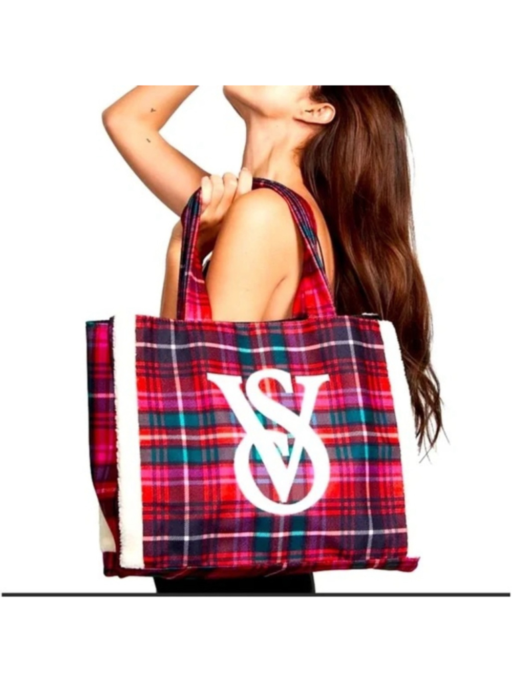 Victoria's Secret Plaid Tote Sherpa bag tartan y2k NWT
